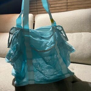 Stylish Blue Mesh Tote Bag